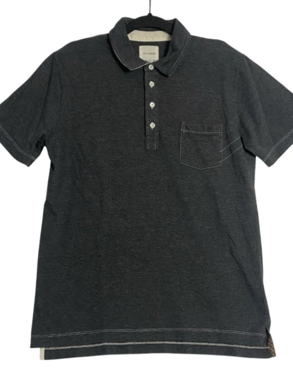 Billy Reid Mens Gray Short Sleeve Casual Dress Polo Golf Shirt Size Large